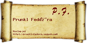 Prunkl Fedóra névjegykártya